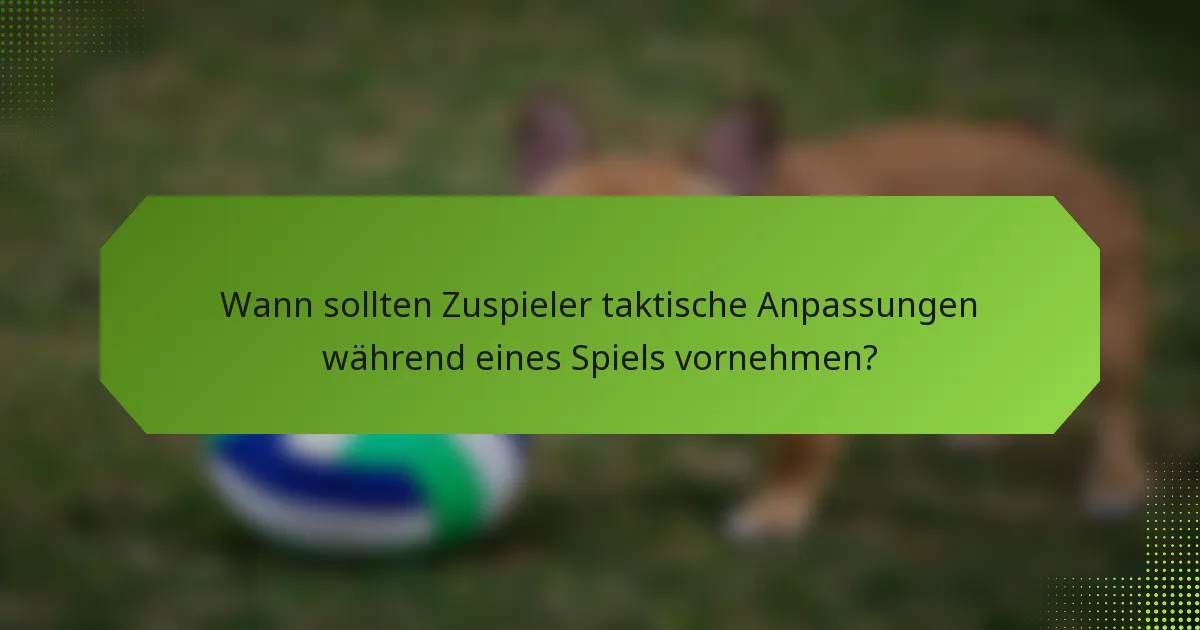 Wann sollten Zuspieler taktische Anpassungen während eines Spiels vornehmen?