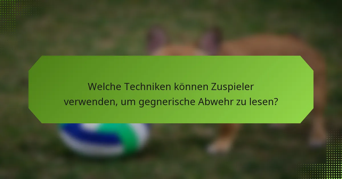 Welche Techniken können Zuspieler verwenden, um gegnerische Abwehr zu lesen?